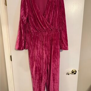 Fuchsia Velvet Jumpsuit